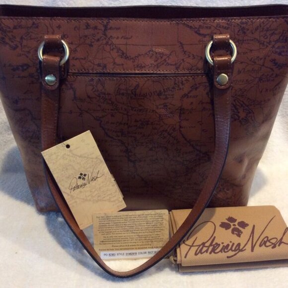 PATRICIA NASH Alessano Sig Map Print Riot Rust Large Tote Zip Top ~ NWT - Picture 2 of 10